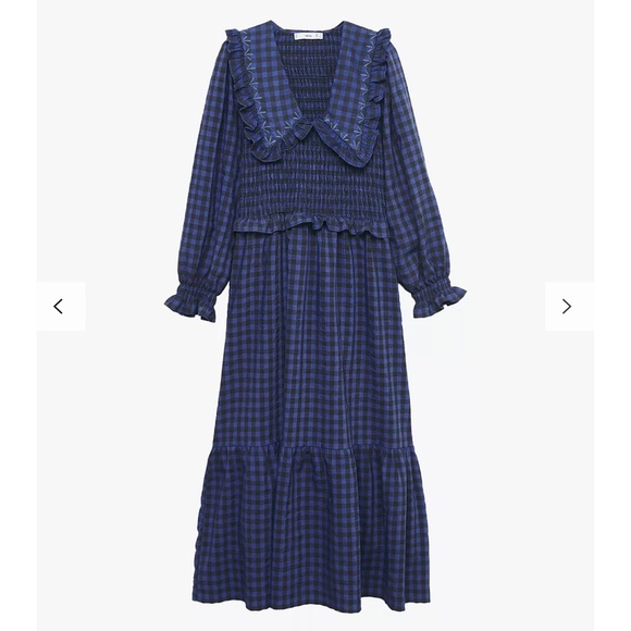 Mango Reserve Babydoll Collar Gingham
Dress, Medium Blue - Picture 1 of 7